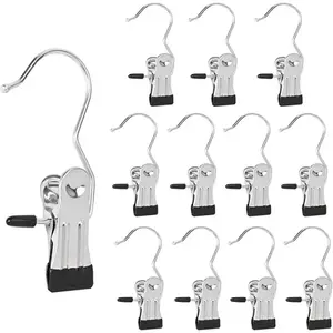 Multifunctional Hook Clip, 20pcs Stainless SteelHangerClipDurable Storage Hanger for PantsHat, HomeWardrobeOrganizing System,Hanging Organiser