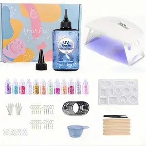 UV Resin Kit with Light and Molds, Upgraded 100g Crystal Clear & Low Odor, UV Lamp, Silicone Pad, DIY Jewelry Making Starter Set
