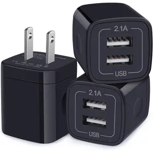 USB Wall Charger, Charger Block, 3 Pack 2.4A Dual Port  Block charger Cube Power Adapter Charge for  17 16 15 14 13 12 11 Pro Max XS XR X 8,iPad,  Galaxy S25 A17, Pixel,