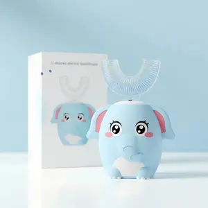 Children's Electric Toothbrush U-shaped Sonic Automatic Toothbrush, Six Cleaning Modes, Cartoon Elephant Design, Suitable for the Whole Mouth, Baby Toothbrush