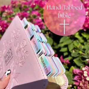 Pink Bible KJV Small Pink Tabbed Bible – Large Print with Red Letter Text Gift for mom Christmas Gift