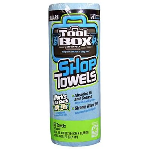 212 MAIN Sellars 5440030 Blue Disposable Wiping Cloth, 55-Towels Oil-Absorbent Roll-Form Cleaning Shop Towel, 4.4x4.4x11 in