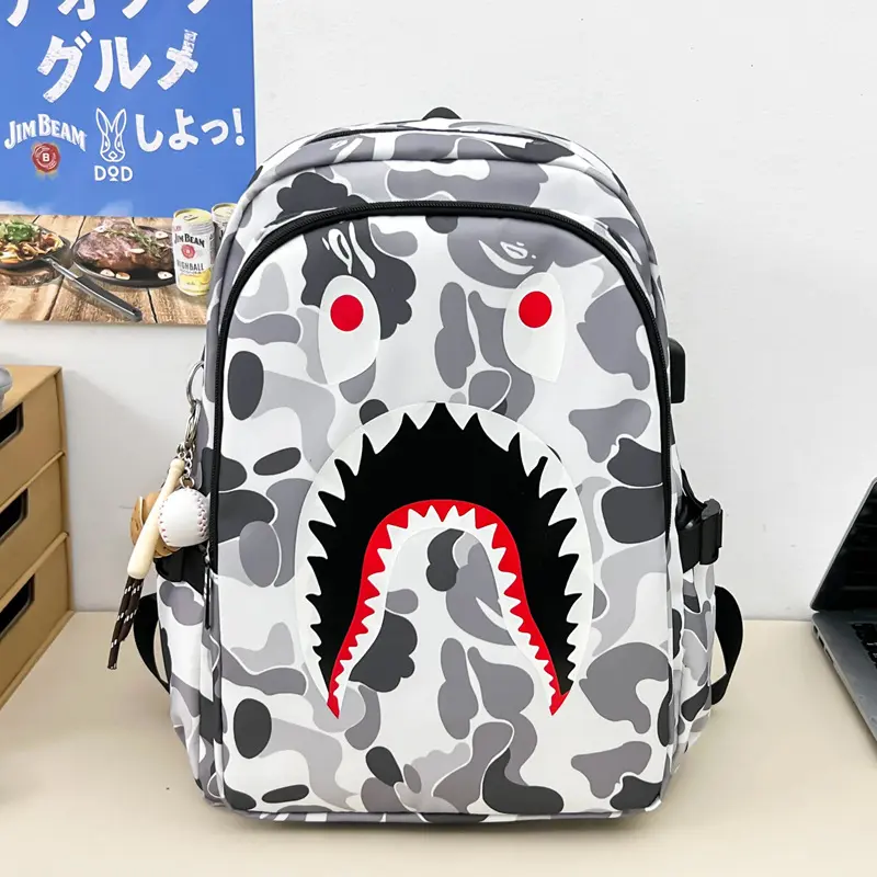 Sprayground Rip Me Open Shark Mouth Backpack, Transparent Clear Streetwear Daypack, Large Capacity Hip Hop Travel Backpack For Men Women, Fashion Shark Print School Backpack