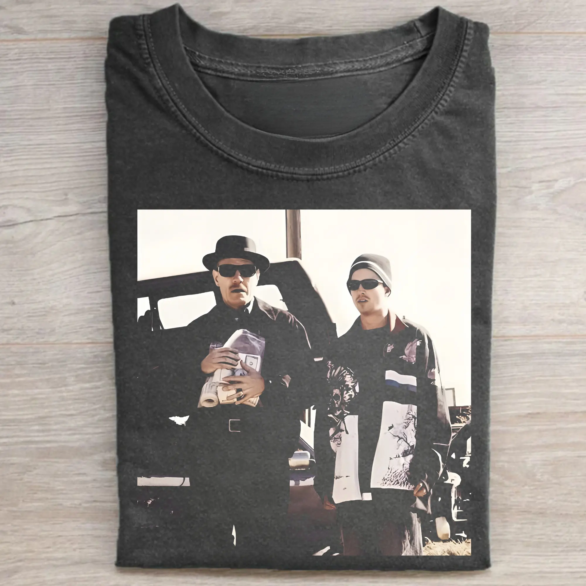 Men's Retro Graphic T-Shirt, Cotton Breaking Bad Walter White Print Top, Short-Sleeve Fan Apparel, Printed Art, Cute, Fitted, No