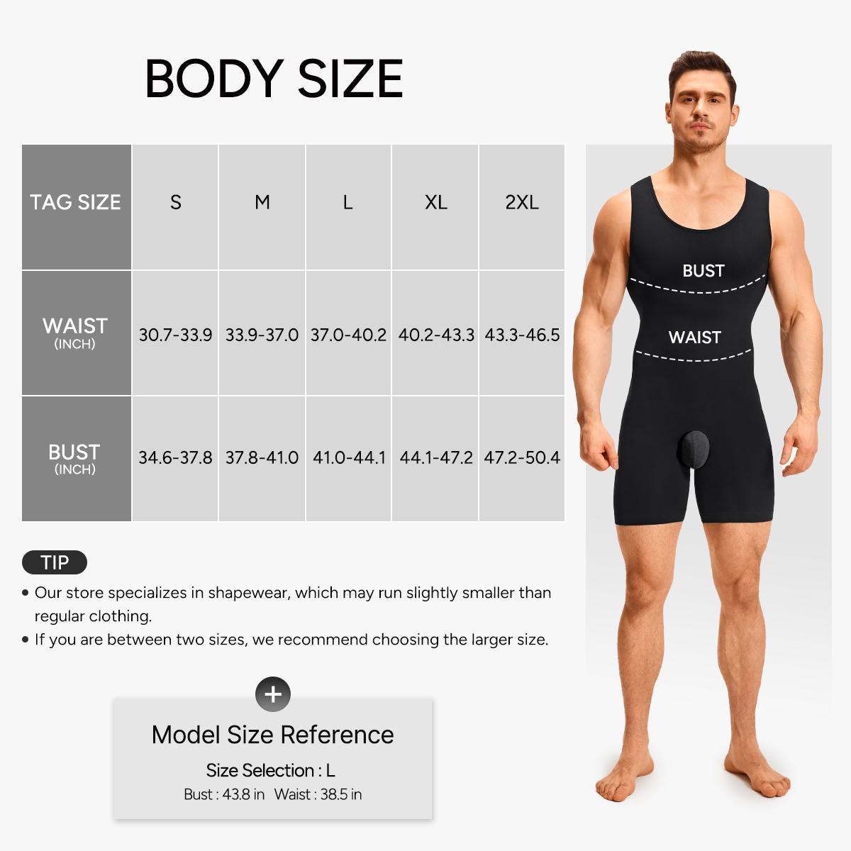 Nebility Men's High Compression Shapewear Bodysuit – U-Neck One-Piece with Tummy Control & Chest Support, Ideal for Gym & Workouts,fathersdaygift