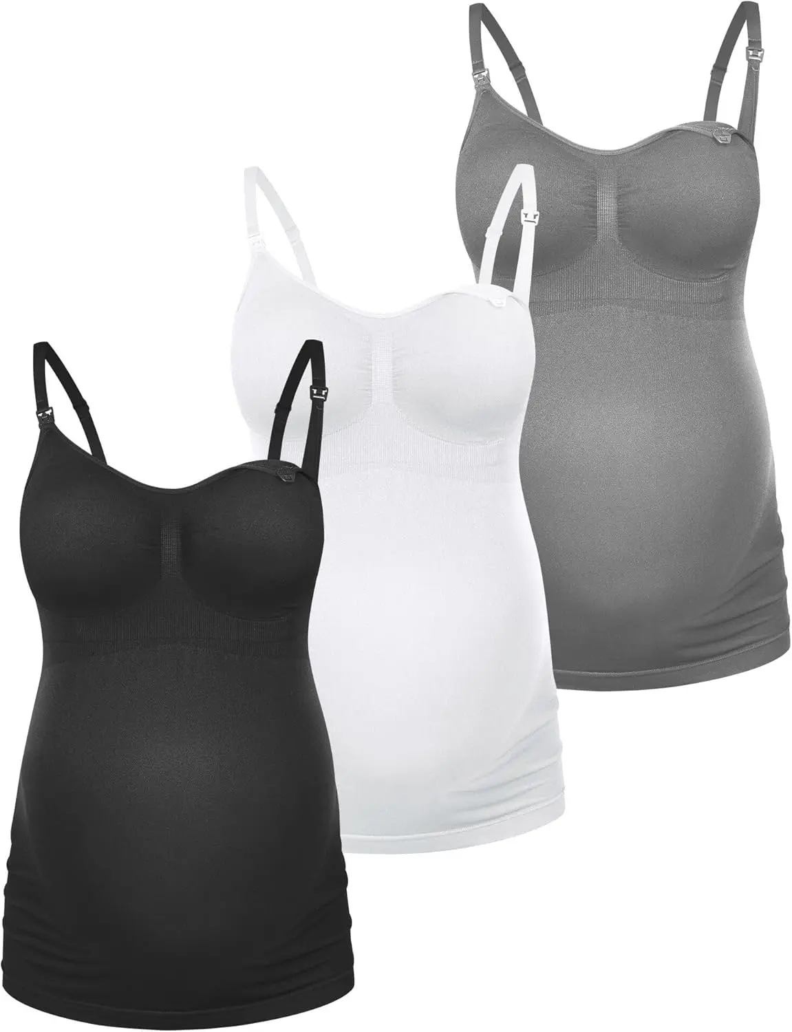 HOFISH Women's Support Nursing Tank Tops - Regular Fit, Solid Colors, Stretch Fabric Comfort Maternity Camisoles for Breastfeeding