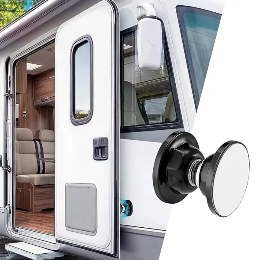 Strong Magnetic RV Door Holder - Camper RV Door Catch to Keep Doors Open in Breeze, Easy to Install, with Adhesives & Screws, Sturdy Stopper for Trailer RV Accessories