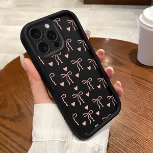 Stylish Heart Shaped Bow Phone Case Compatible with iPhone 17 Pro Full Coverage Anti Drop Air Cushion Soft TPU Shell Minimalist Luxury Design Durable Protection
