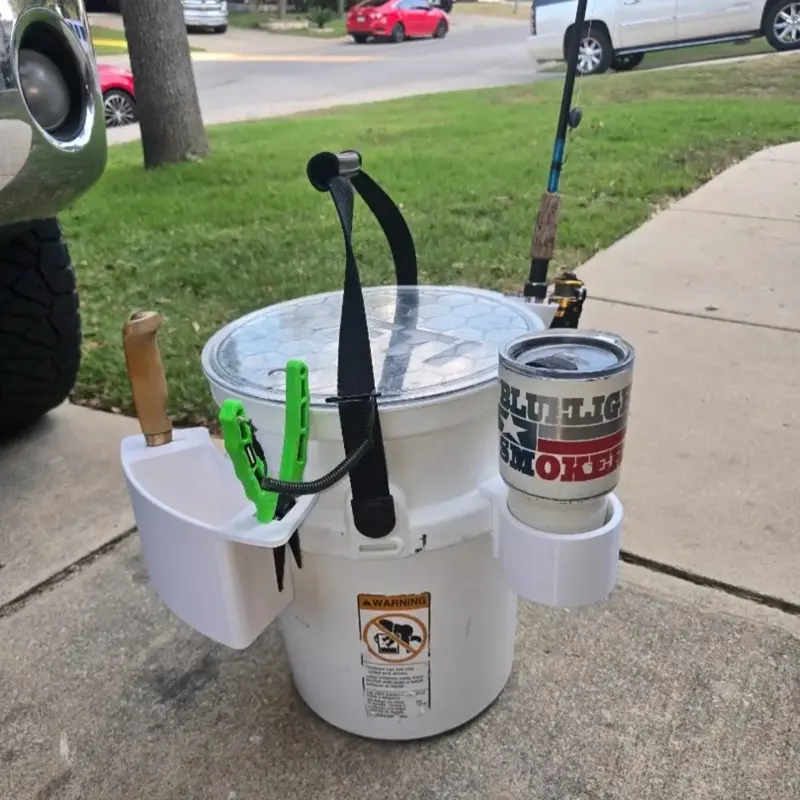 5 Gallon Yeti Bucket Fishing Set Up | 3D Printed Rod Holder & Organizer | Outdoor Fishing Accessories | Made in USA