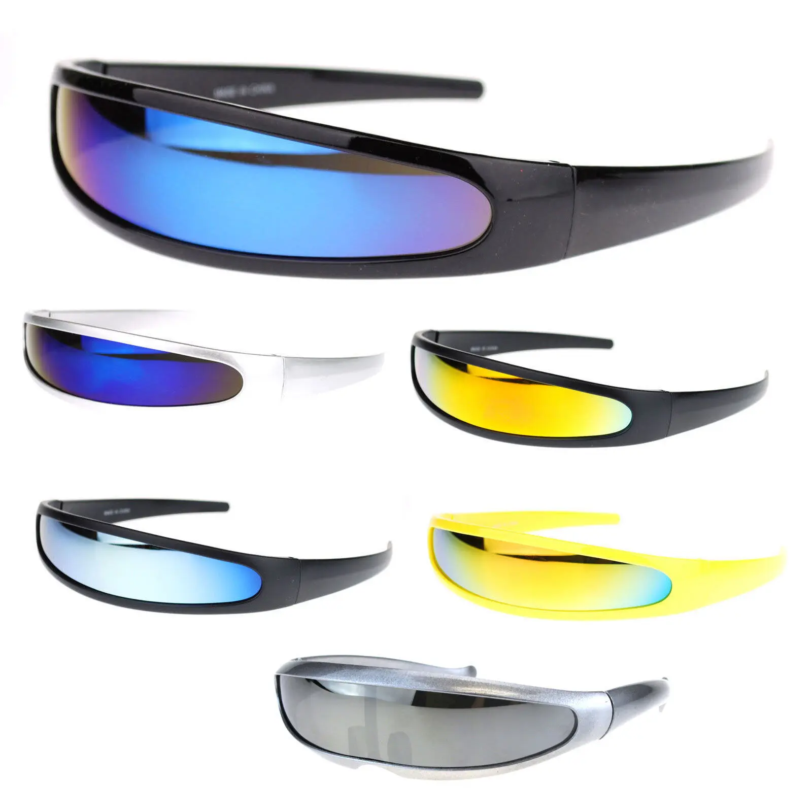 Men's Futuristic Narrow Punk Cyclops Robotic Sunglasses - Color Mirror Monolens, UV Protection Plastic Frame, Anti-Light Contemporary Shades, Men's Accessories, Gifts for Him, Funky Unique Accessories,summeroutfits,vacationoutfits,beachoutfits