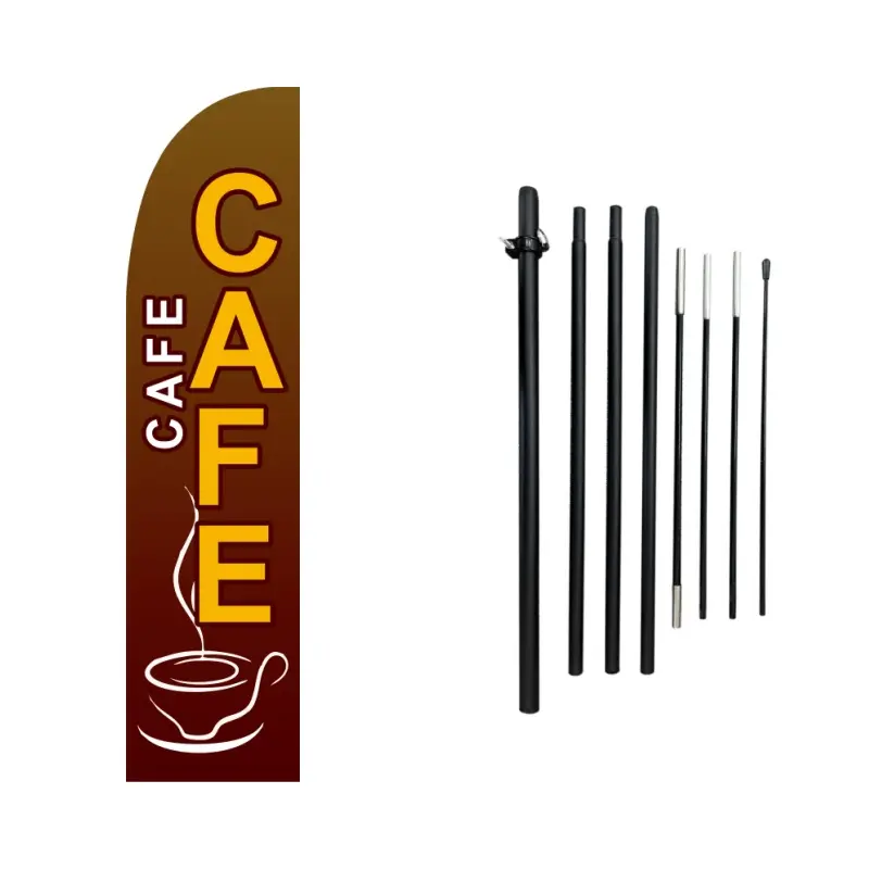 1PC  Windless Swooper Cafe Flag with Durable Aluminum Alloy Flagpole, Double-Sided Print Coffee Shop Banner, High-Visibility Gear for Businesses, Customer-Attracting Sign for Home & Festive Party Supplies