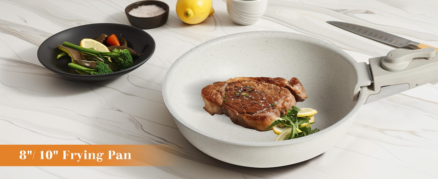 12 Pcs Pots and Pans Set Nonstick - Kitchen Cookware Set with Detachable Handle, Induction Cookware, Dishwasher Oven Safe