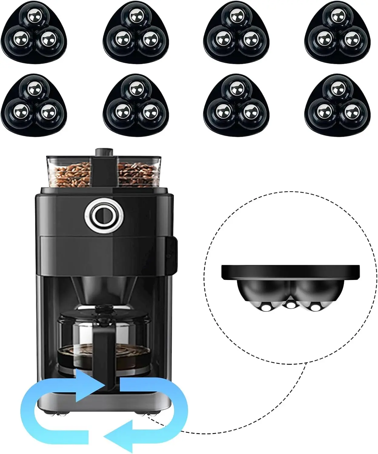 Appliance Casters - Self-Adhesive Furniture Sliders & Rollers for Kitchen, Coffee Machine, Blender, Oven - Easy Installation, Smooth Rolling, Scratch-Free Countertop - Perfect Gift for Mom or Wife