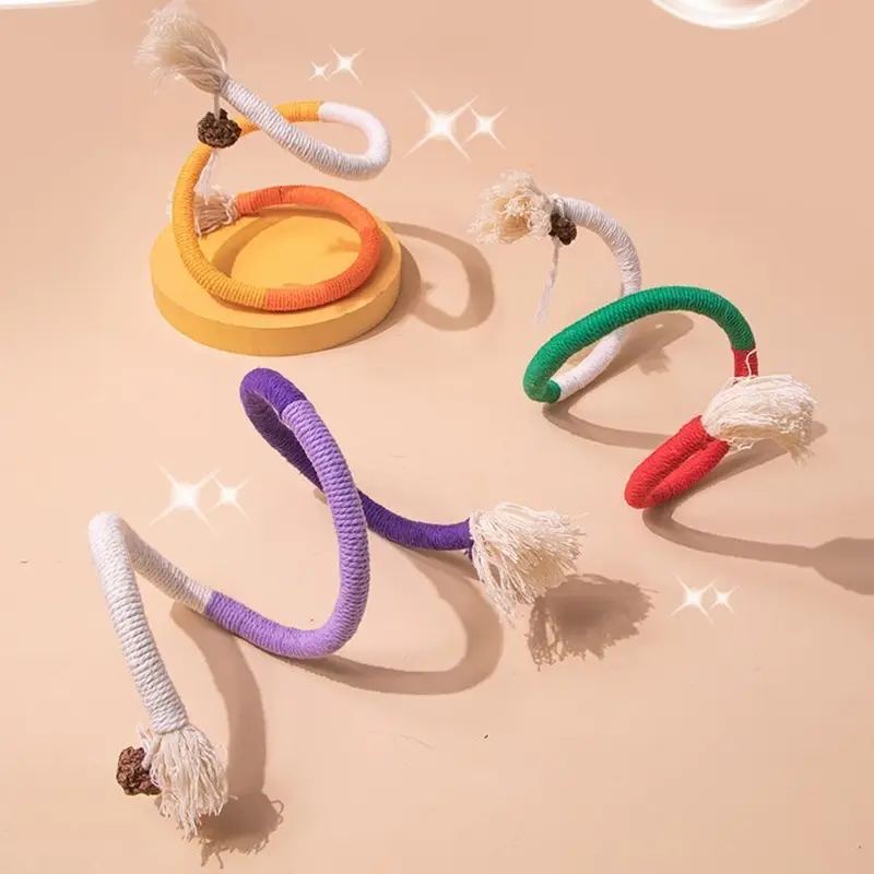 Lovely Caves Cat Chew Rope Toy with Gall Fruit, Natural Cotton Rope for Dental Health
