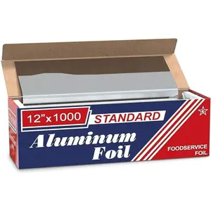 Urban Box Co. Standard Aluminum Foil Roll 12"x1000' Commercial-Grade Silver Wrap for Food Service, Catering, Baking & Home Use. Durable, Tear-Resistant, Heat-Safe Industrial Foil Roll