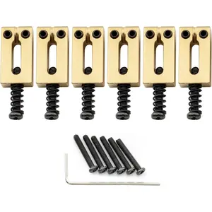 Ultra 10.5mm Modern Brass Bridge Saddles for Strat/Tele Style Electric Guitar,  (Set of 6)