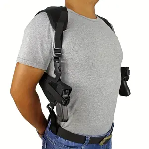 Double Draw Underarm Shoulder Holster, Dual Handgun Concealed Carry Shoulder Holster, Adjustable Hidden Sling Holster Fits Most Pistols, Tactical Hidden Shoulder Gun Holster for Daily Conceal Carry