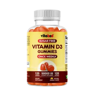 Vitabod Sugar-Free Natural Vitamin D3 50,000 IU Weekly Jelly Dietary Supplement - 120 Count, Lactose-Free, Non-GMO, Chewable Bone Strength & Immunity Support for Bone, Teeth Health