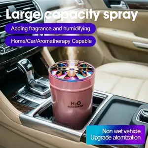 Portable Car Humidifier with Colorful Lamp and Type-C Power Supply - Large Capacity Aromatic diffuser,  Non-Wet Atomization Air Moisturizing device for Cup Holder, Home, Office