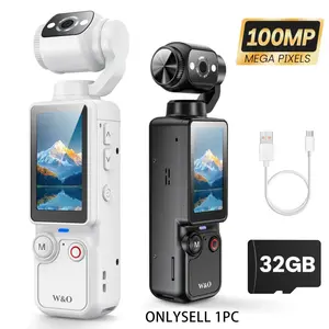 Portable 2.5K Ultra HD Video Recorder with 180 Rotating Lens, Handheld Stabilizer Pocket Camera, Full Body Camera for Vlogging, Travel & Daily Life Recording, USB Rechargeable, Black, Vlogging Camera, Modern Gadget, Durable Construction, Camcorder