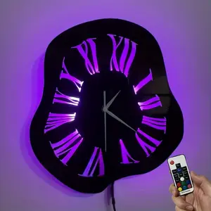 Ddzio Modern LED Wall Clock with Night Light Design, Battery Operated Unique Decorative Clock for Home or Office Decor, Perfect Gift for Birthdays and Holidays