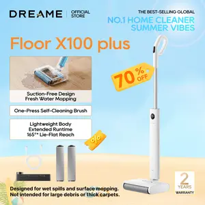 DREAME FloorX 100 Plus Cordless Electric Mop with 2 Bonus Roller Brushes, 45min Runtime, Lightweight 5.1 lbs, Dual-Tank Design, Self-Cleaning Brush