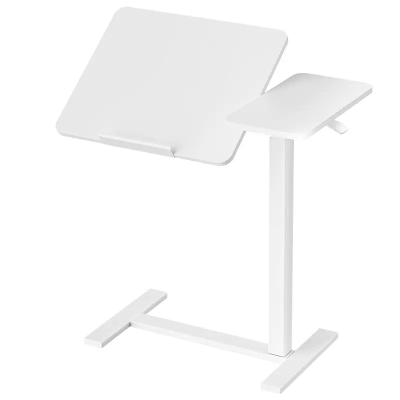 Sweetcrispy Adjustable Height Over the Bed Table with Wheels - Metal Frame 28x16x30in Rolling Desk Bedroom Furniture, Bedside Desk for Hospital-Home Use, Ergonomic Portable Laptop Table