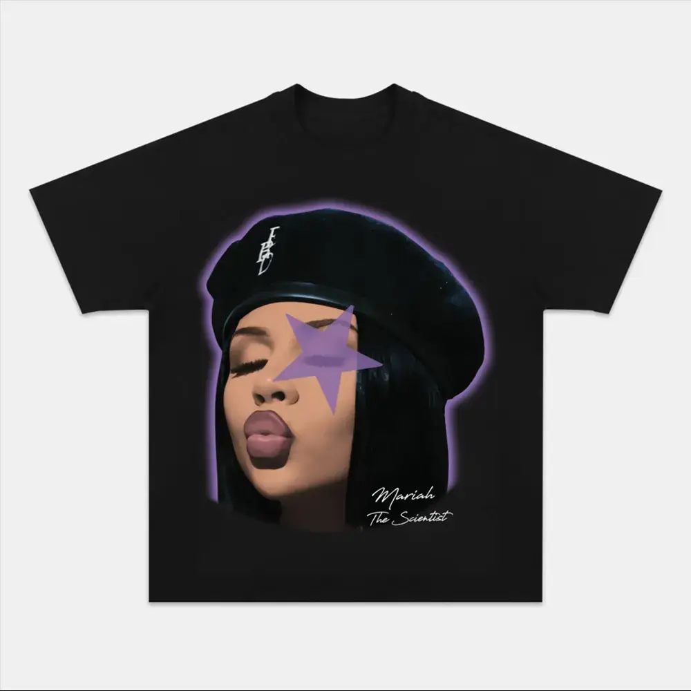 Men's Purple Star Graphic Heavy Cotton T-Shirt - Classic Fit, Casual Short Sleeve, Round Neck (Crew Neck), Runs True to Size Top