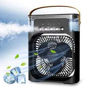 USB Fan, Misting Fan, Mini Evaporative Cooler with 7 Colors LED Light, 1/2/3 H Timer, 3 Wind Speeds and 3 Spray Modes for Your Desk, Nightstand, or Coffee Table (Required to Use with 5V2A USB Power Adapter)