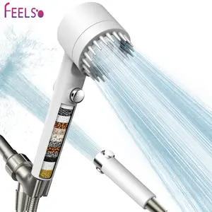 FEELSO Massage Shower Head with Filtered, Multiple Spray Modes Handheld Showerhead, Detachable Shower Head,ON/OFF Switch