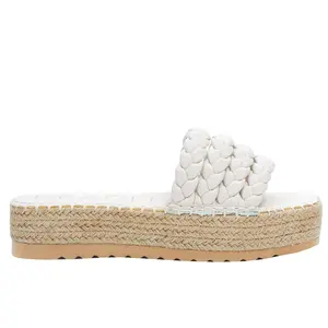 BEACH by Matisse Womens Pacific Espadrille Platform Slide Casual Sandals Casual Mid Heel 2-3" - White