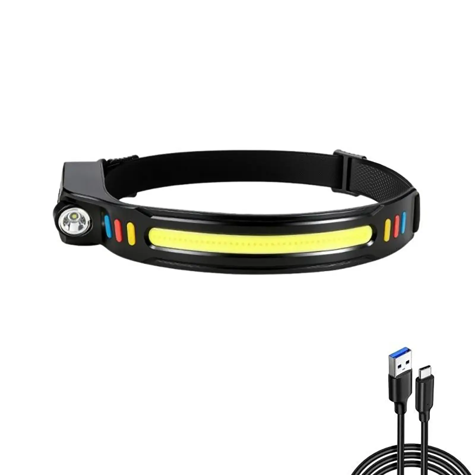 1PC, Headlamp Rechargeable, 230° Wide Beam LED Headlamp, 6Mode Headlamps ForAdults, Head Lamp With Motion Sensor, Light Head Lamps LED Rechargeable, Head LightsFor Forehead Running Camping, Wide Beam COB Headlamp With Spot Light, Includes USB