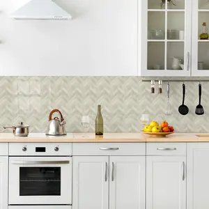 12/24pcs Texture Herringbone Wall Tile Sticker, Adhesive Stickers, Strong Adhesive, Easy Removal No Residue, Ideal for Kitchen Bathroom Living Room Decor