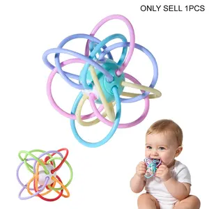 Random Color Infant Teething Ball, Safe Multicolor Baby Soothing Chew Toy, Newborn Teether, Sensory Training Toy, Touchy-Ducky Teething Gel, Teething Rings For Babies