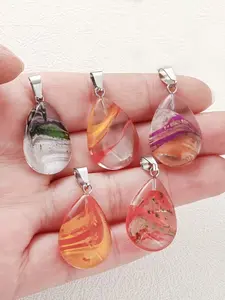 5 Piece Assorted Color Glass Teardrop Pendants, DIY Jewelry Making Necklace, Daily Wear, Holiday Gift, Christmas Present, Home Decor