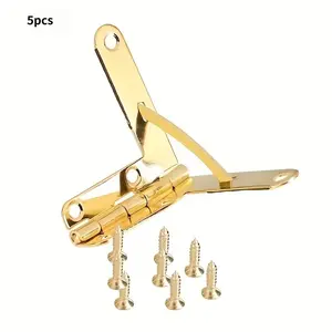 5pcs Automatic Spring Hinges, Polished Metal, Ideal for Wooden Boxes and Jewelry Cases, DIY Hardware Accessories