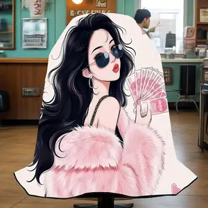Fashion Barber Cape with Pink Details - Salon Hair Cutting Cape with Matching Styling Cape, Wall-Mountable Design for Salon Organization & Storage, Barber Equipment, Hair Cutting Accessories
