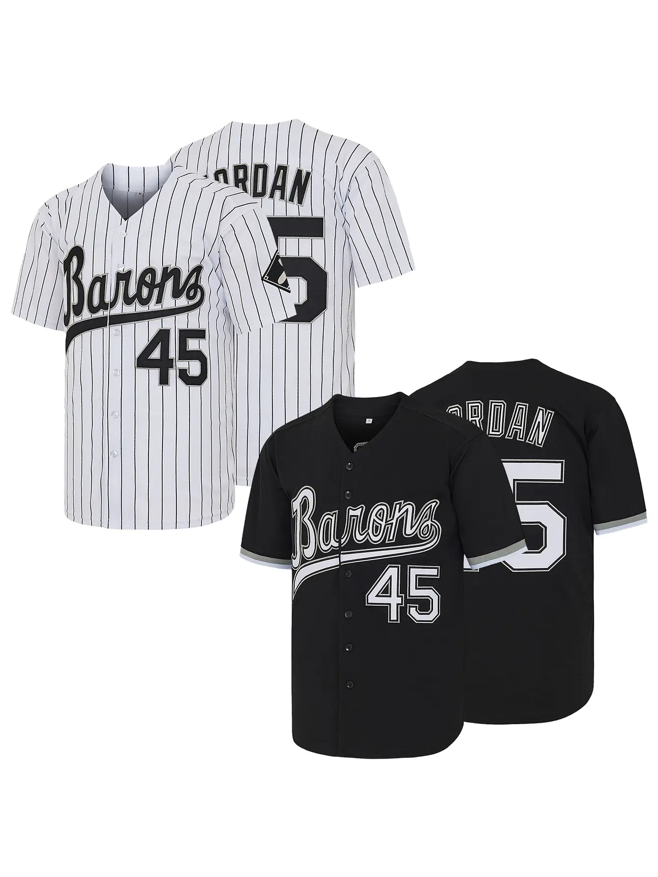 Unisex 90s Barons #45 Vintage Baseball Jersey - Lettered Embroidery, Athletic Jersey Baseball, Durable Stitching Holds Up, Wear Loose, Cropped, or Layered, Retro Party Professional Sports Clothing