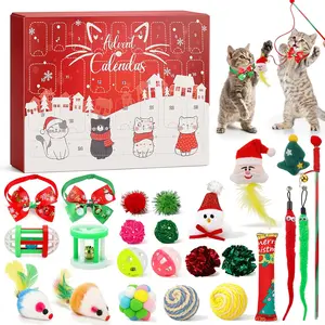 Cat Advent Calendar 2025 with 24 Days of Surprises, Christmas Cat Toys with Cat Bowies, Bells, Mice, Catnip, Feather Toys, Xmas Fun Gifts for Cats Lovers FESTIVE CAT ADVENT CALENDAR WITH TOYS