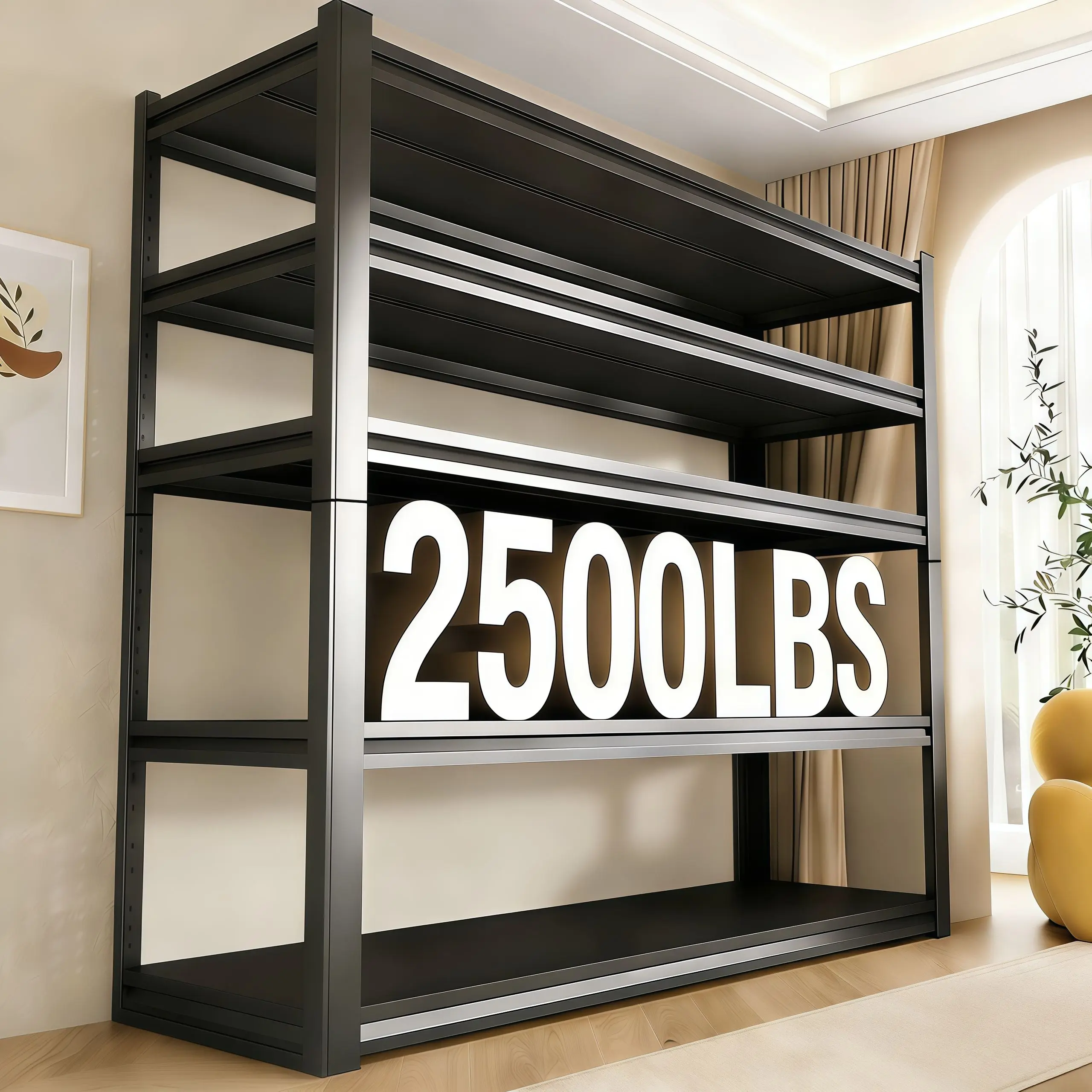 77.4"H Heavy-Duty 5-Tier Adjustable Metal Shelving Unit, Versatile Floor-Standing Storage Rack, Ideal for Garages, Basements, and Kitchens Industrial Installation