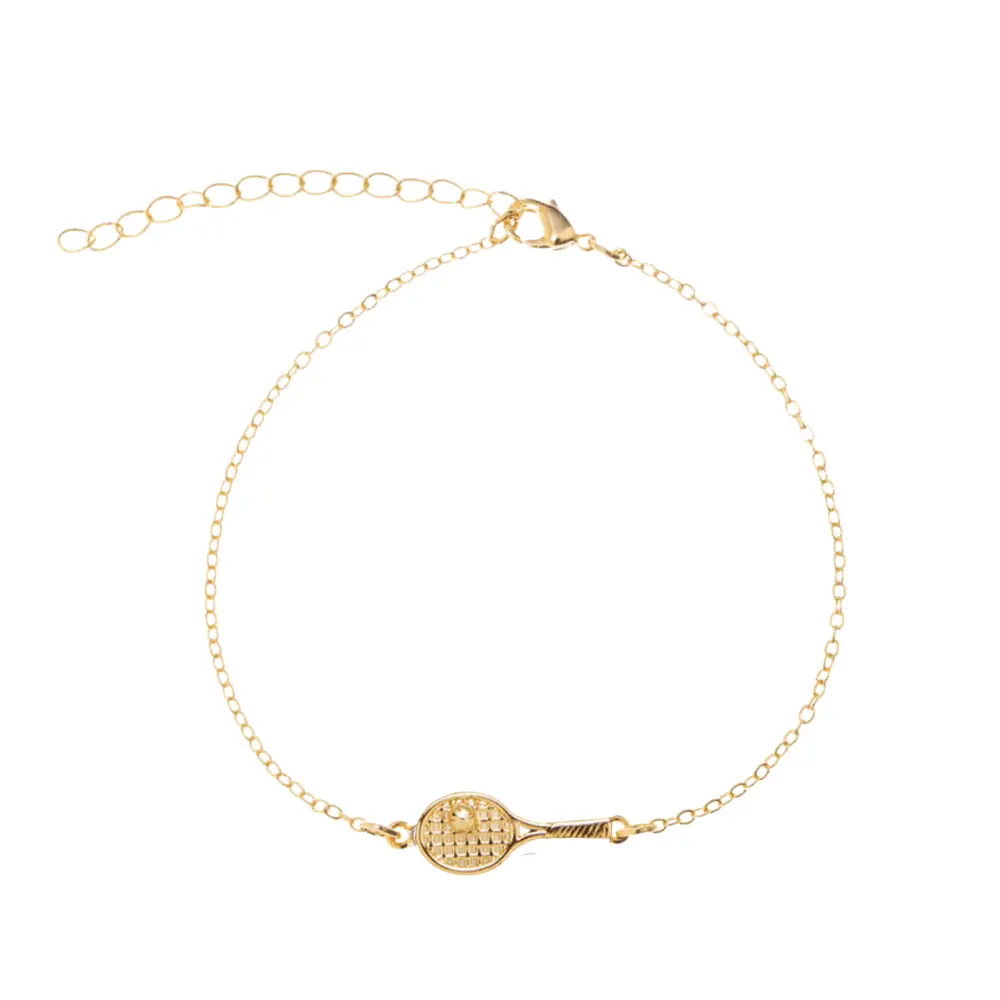 Tennis Racket Adjustable Bracelet - Gold