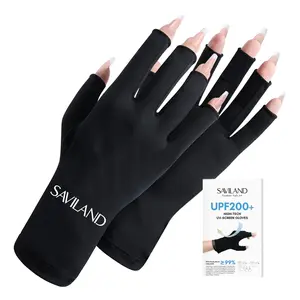 UV Gloves for Nails: Professional UPF200+ U V Glove for Gel Manicures Anti UVA & UVB 999+ Gloves for Gel Nail Lamp Fingerless U V Light Glove for Prevent Hands from UV Harm (Black)