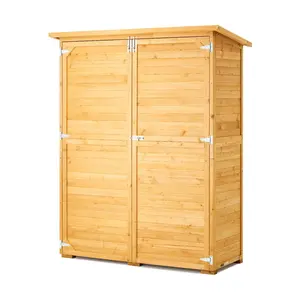VEVOR Outdoor Storage Shed,  Large Wooden Outside Storage Cabinet with Waterproof Roof and Metal Frame, Double Lockable Doors Garden Tool Shed Storage House Cabinet with Shelves & Floor, 55"x67.5"