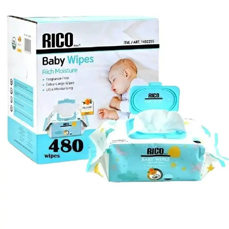 Baby wipes, Clearance, RICO wipes - oversized, cleansing and moisturizing children's wipes, baby products, products for girls and boys, unscented baby wipes, portable maternal and child gifts, safe baby wipes, Limited time clearance, 480 counts