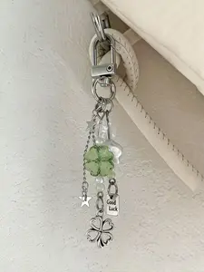 Four-Leaf Clover Bag Charm Lucky Decorative Pendant High Quality 3d Accessories Sweet And Cute Stylish And Versatile Bag Charm Keychain Suitable For Bags, Keys, And Cars Gifts For Friends / Birthday Gifts Bag Chain Accessories