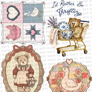 22"x30" Premade Cottage Core Direct-To-Film Gang Sheet Adult Size Hot Peel for Cottage Vintage Grandma Themes Pre-pressed for 7 Seconds