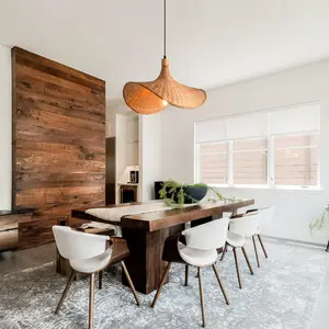 20" Werner Bohemian Handwoven Bamboo Pendant Light for Kitchen Island, Natural Rattan Woven Hanging Lamp, Farmhouse Boho Ceiling Light Fixture for Dining Room Living Room Hallway