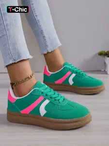 Women's Fashionable Lace Up Low Top Sneakers, Trendy Walking Sneaker, Casual Comfortable Sports Shoes for Daily Wear, Female All-match Round Toe Shoes for Summer