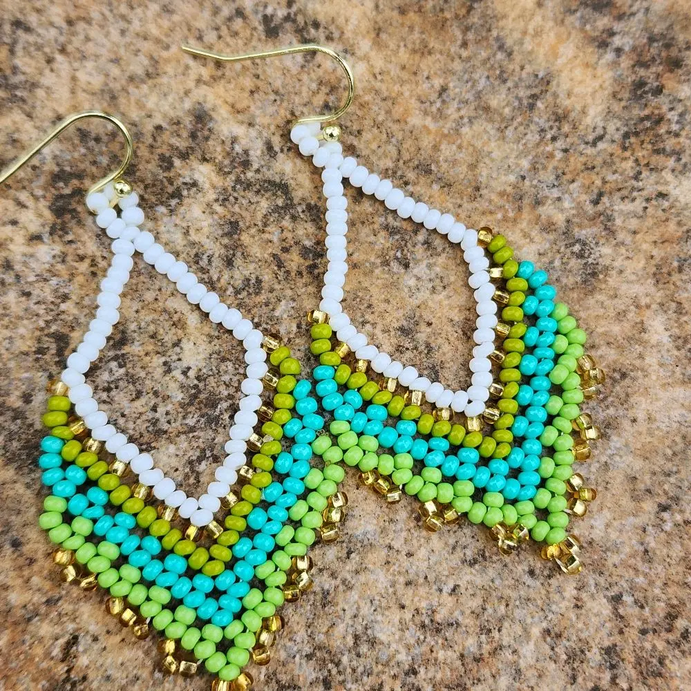 Beautiful Green Color Women’s Beaded Earrings