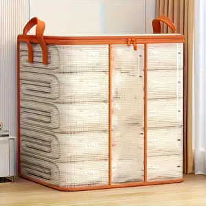 Extra Large Waterproof PVC Storage Bag - Transparent Organizer with Secure Closure for Clothes, Bedding, Dorm, Moving & Back to School Essentials, Waterproof Bag, Stackable Design, Reinforced Handles, Under-Bed Storage